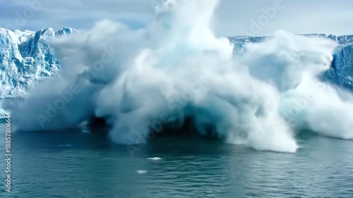 Dramatic Glacier Calving Event, global warming impact concept