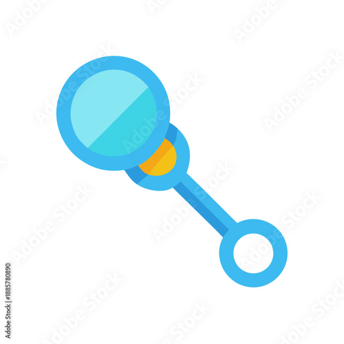 Flat design illustration of a baby rattle toy isolated on black background