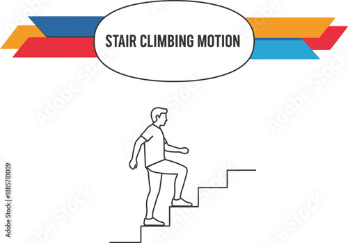 Black outline vector of human stair climbing motion exercise