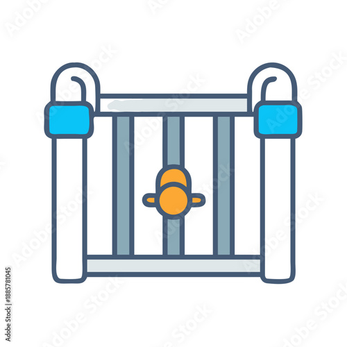 Iconic illustration of a baby crib depicting childhood safety and protection