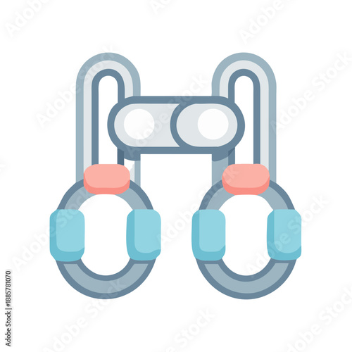 Abstract flat design icon of gymnastic rings on a solid black background