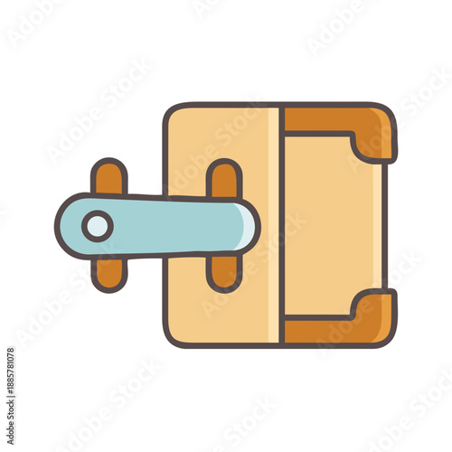 Stylized illustration of a retro suitcase with a handle on a black background