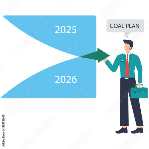 Businessman presenting goal plan with future timeline strategy