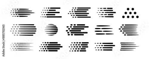 Modern geometric patterns with halftone dots and stripes