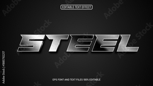 Steel 3D style editable text effect