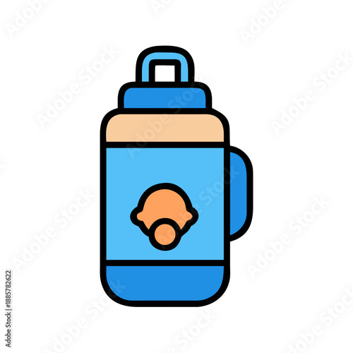 Stylized Baby Bottle Illustration with Lemon Detail on a Black Background