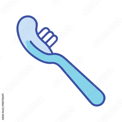 Light blue toothbrush icon with dark blue outline against black background