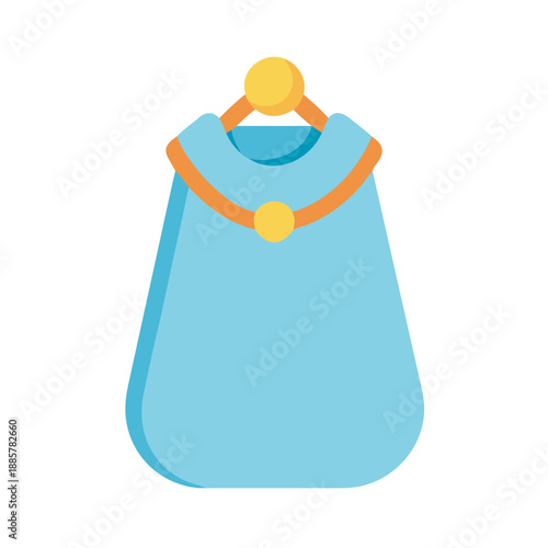 Stylized Light Blue Coin Purse with Golden Clasp Isolated on Black Background