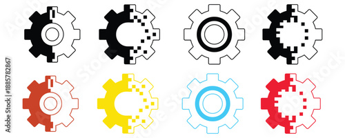 Colorful gear icons for technology and innovation concepts