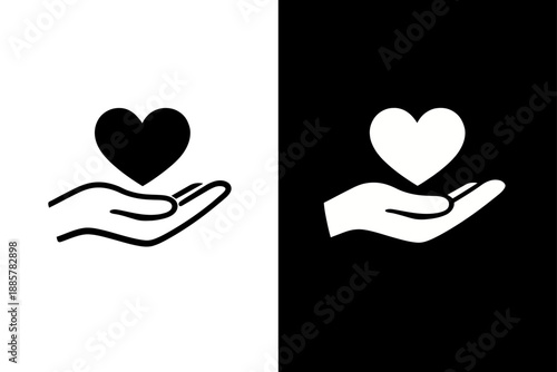Hand holding heart symbolizing donation care and charity