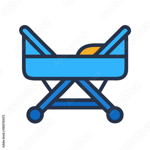 Stylized baby crib vector illustration on a black background design