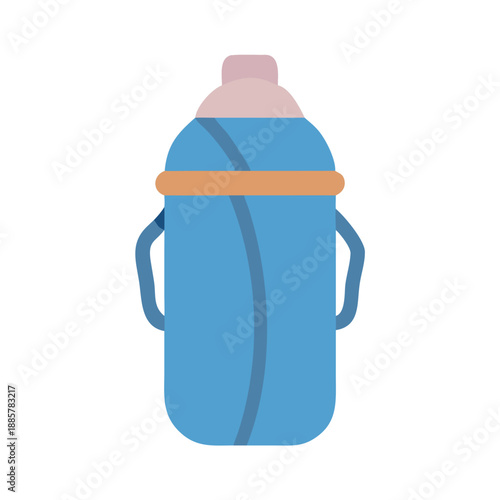 Blue sippy cup icon with handles isolated on a black background
