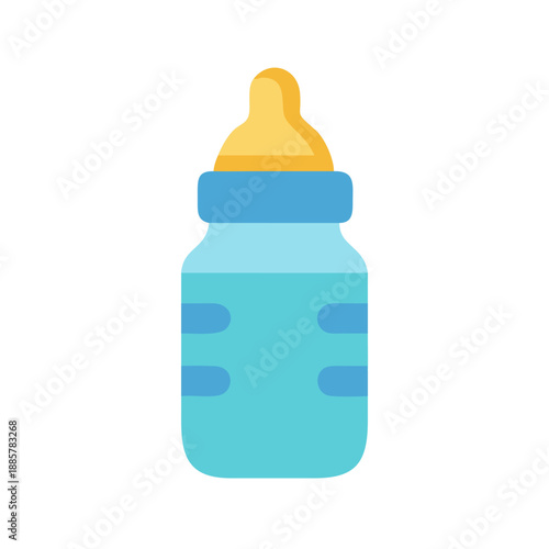 Baby bottle illustration in a flat style on a black background