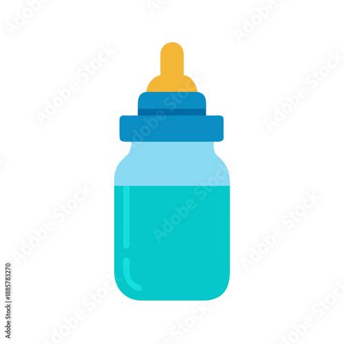 Minimalist baby bottle icon featuring clean lines and a pastel color palette on black