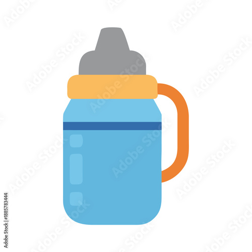 Flat graphic illustration of a baby bottle on a black background
