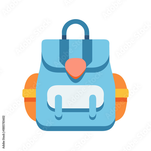 Minimalist blue backpack illustration on black background, perfect for travel and education themes
