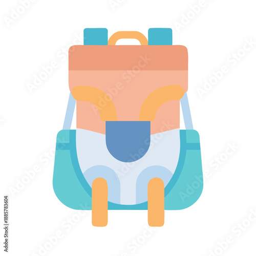 Vibrant Flat-Style Backpack Illustration Against a Black Background, Perfect for Education and Travel Concepts