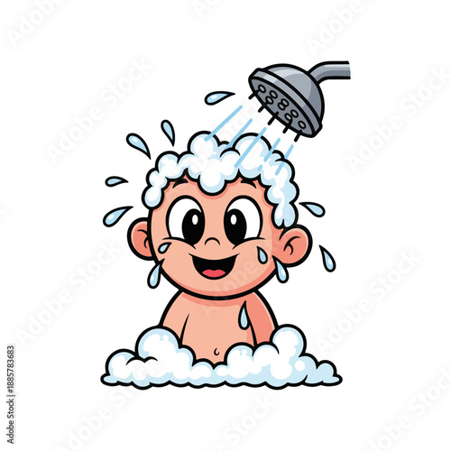 Happy Baby Shower Time Cartoon Illustration