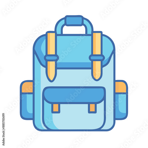Simple flat illustration of a backpack against a black background for travel