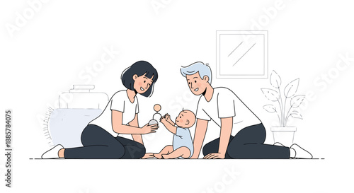 Happy Young Family With Baby Playing Together Indoors Creating Cherished Moments Of Connection And Joyful Childhood Development