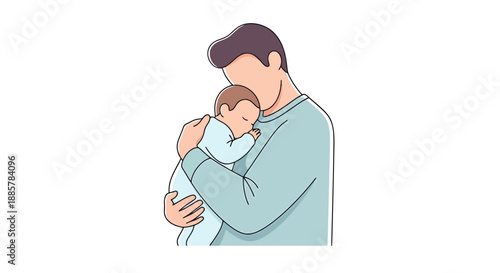 Father Holding Sleeping Newborn Baby Close While Embracing With Love And Tenderness Representing Family Connection And Parenthood Concepts