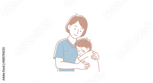 Gentle Embrace Between Mother and Child Symbolizing Care Security and Nurturing Connection Youngster Finding Comfort in Parental Affection and