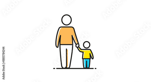 Parent holding childs hand representing family bonding and care concept art on white background