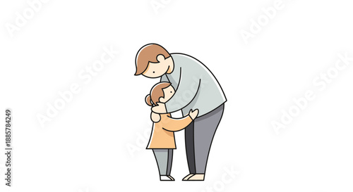 Gentle Embrace Between Parent And Child Illustrating Warmth And Affection Through Simple Line Art Representation
