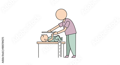 Pediatric Measurement Infant Growth Charting Medical Examination Table Healthcare Professional Measuring Small Child Development Checkup Clinic