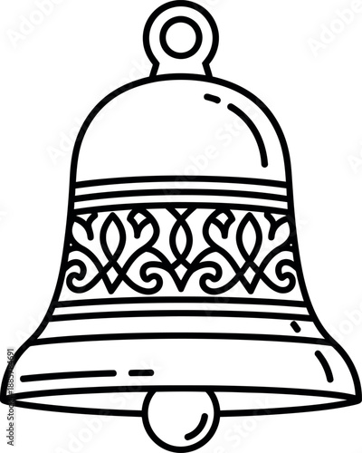 Decorative bell line art for national freedom day