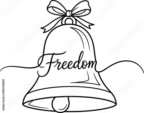 Freedom bell line art for national freedom day