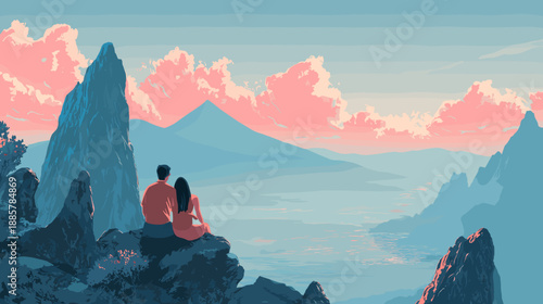 couples of man and woman sittings in the mountains love stories travel 