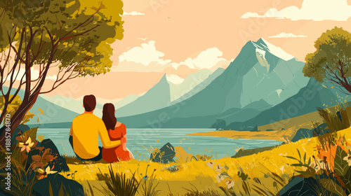 couples of man and woman sittings in the mountains love stories travel 