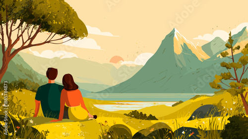couples of man and woman sittings in the mountains love stories travel 