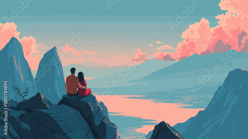 couples of man and woman sittings in the mountains love stories travel 