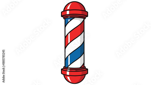 Barber Pole Vector Illustration - Classic Red, White, and Blue Spiral Design for Hair Salon and Grooming Business Branding