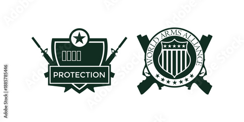 Creative vintage gun logo icon vector collection design, retro firearm silhouette emblem for western style branding, weapon graphic illustration and badge artwork
