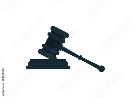 Gavel justice silhouette vector illustration with law and legal system concept, court hammer icon for judgment, authority, fairness, equality and lawyer representation graphic artwork