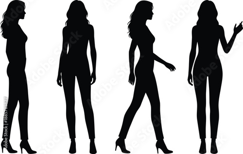 Women Silhouettes Walking Standing Posing Business Casual Figures