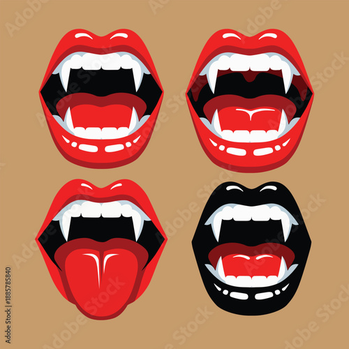 Vampire Fangs Mouth Set Halloween Horror Dracula Lips