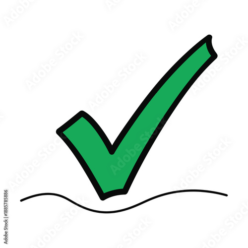 Green Check Mark Hand Drawn Doodle Icon Symbol