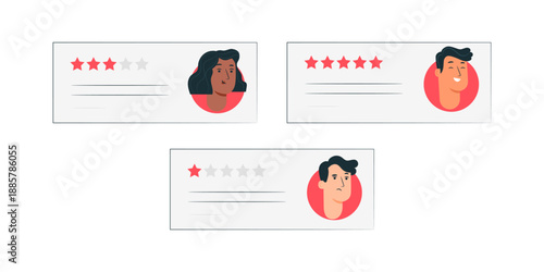 Editable social media templates for customer feedback and review collection, vector illustrations perfect for branding, online marketing, testimonials, digital platforms and communication design