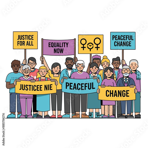World Social Justice Day 2023 A diverse group of people marching with signs promoting justice and equality