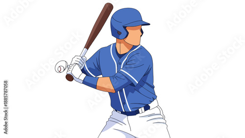 Baseball Player Batting Vector Illustration Graphic Style Sports Action Athlete Isolated White Background