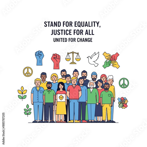 Illustration for World Social Justice Day promoting equality, unity, and collective change