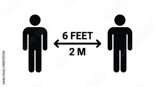 social distancing icon keep distance 6 feet 2 meters people safety rule public health prevention and awareness concept flat vector illustration