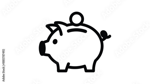 piggy bank savings icon money investment finance budget wealth and financial security concept minimal flat vector illustration