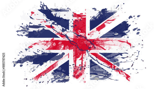 Union Jack, Great Britain UK flag Grunge splash texture emblem logo icon print for t-shirt