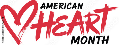 American Heart Month awareness campaign logo with red heart