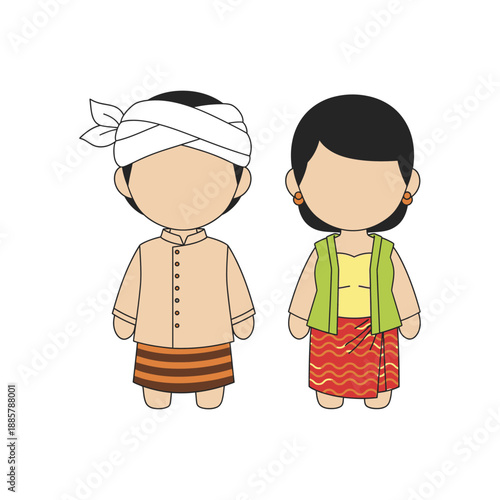 Illustration of a man and woman in traditional clothing.